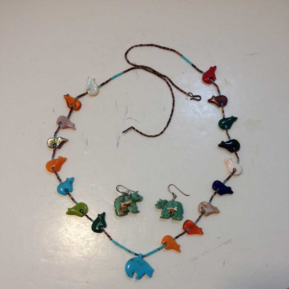 SOLD!!!!!!!!!Native American fetish stone necklace